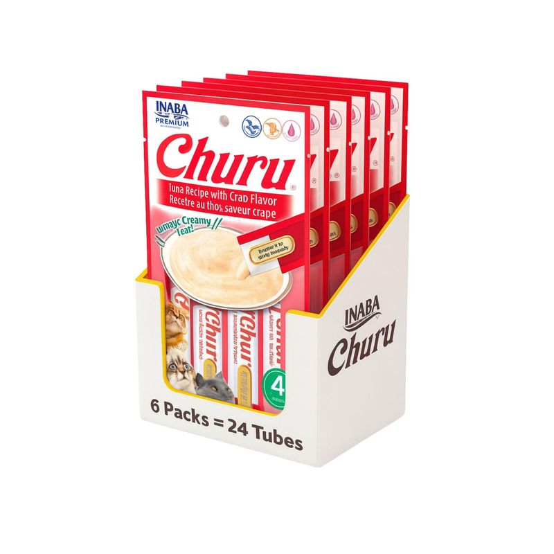 INABA - Churu Cat Atún y Cangrejo 14g x4 - Pack 6 Unidades