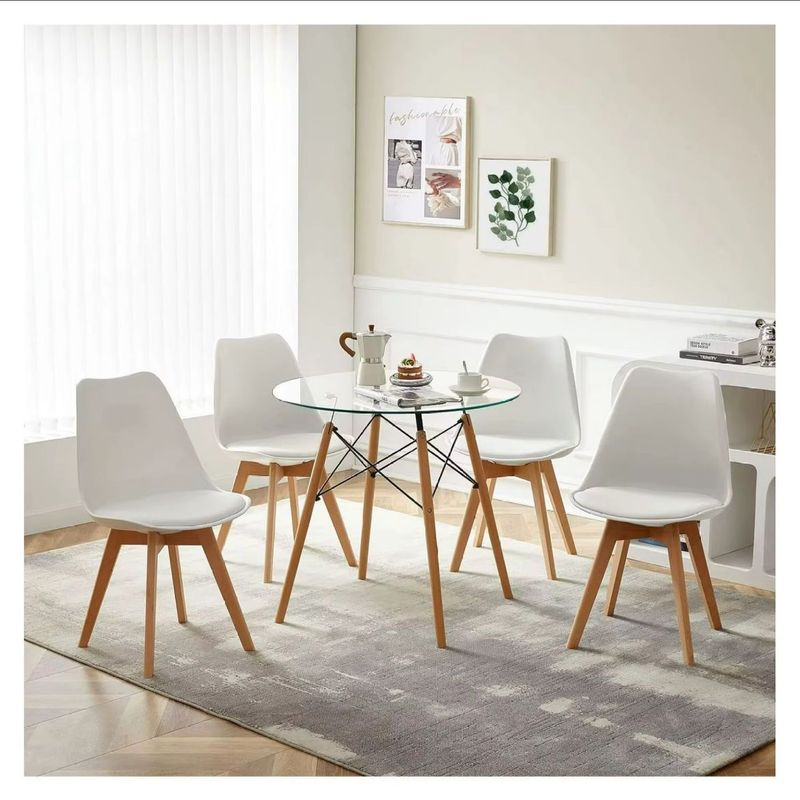 GENERICO - COMEDOR TULIP GLASS 80 CM -4 PUESTO BLANCO