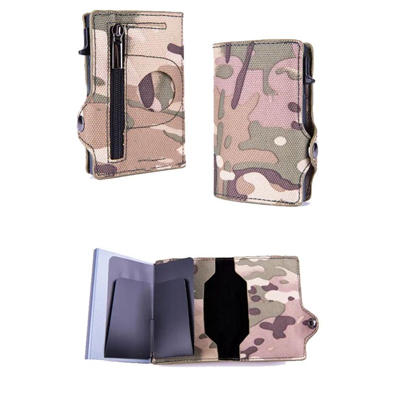 GENERICO - Billetera Tarjetero Cuero Compatible Con Airtag Rfid Militar