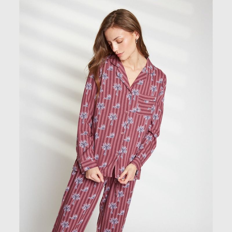 LOUNGE - Pijama Mujer Dreamy Largo Palmeras