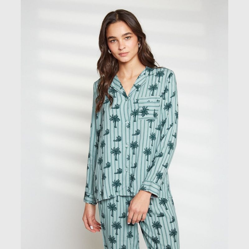 LOUNGE - Pijama Mujer Dreamy Largo Palmeras