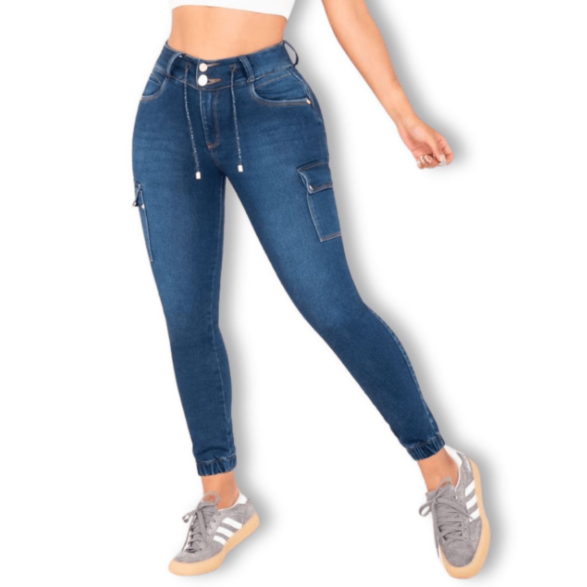 GRAZZIA - Jeans Jogger Cargo Mujer Pitillo Azul Oscuro - GR513