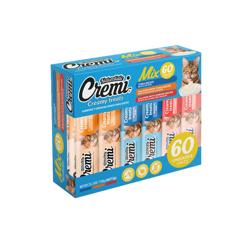 NATURALIST - Snack Gato Cremi mix Salmón y atún 60 unidades