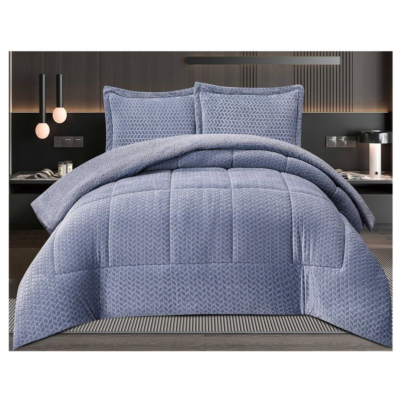 COMPRAPO - Cobertor Plumón Espigas con Chiporro Invierno 2 Plazas Gris