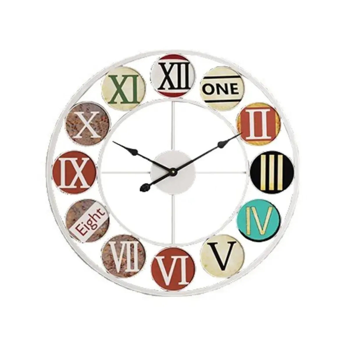 BOHEMIK - Reloj Mural blanco números de colores