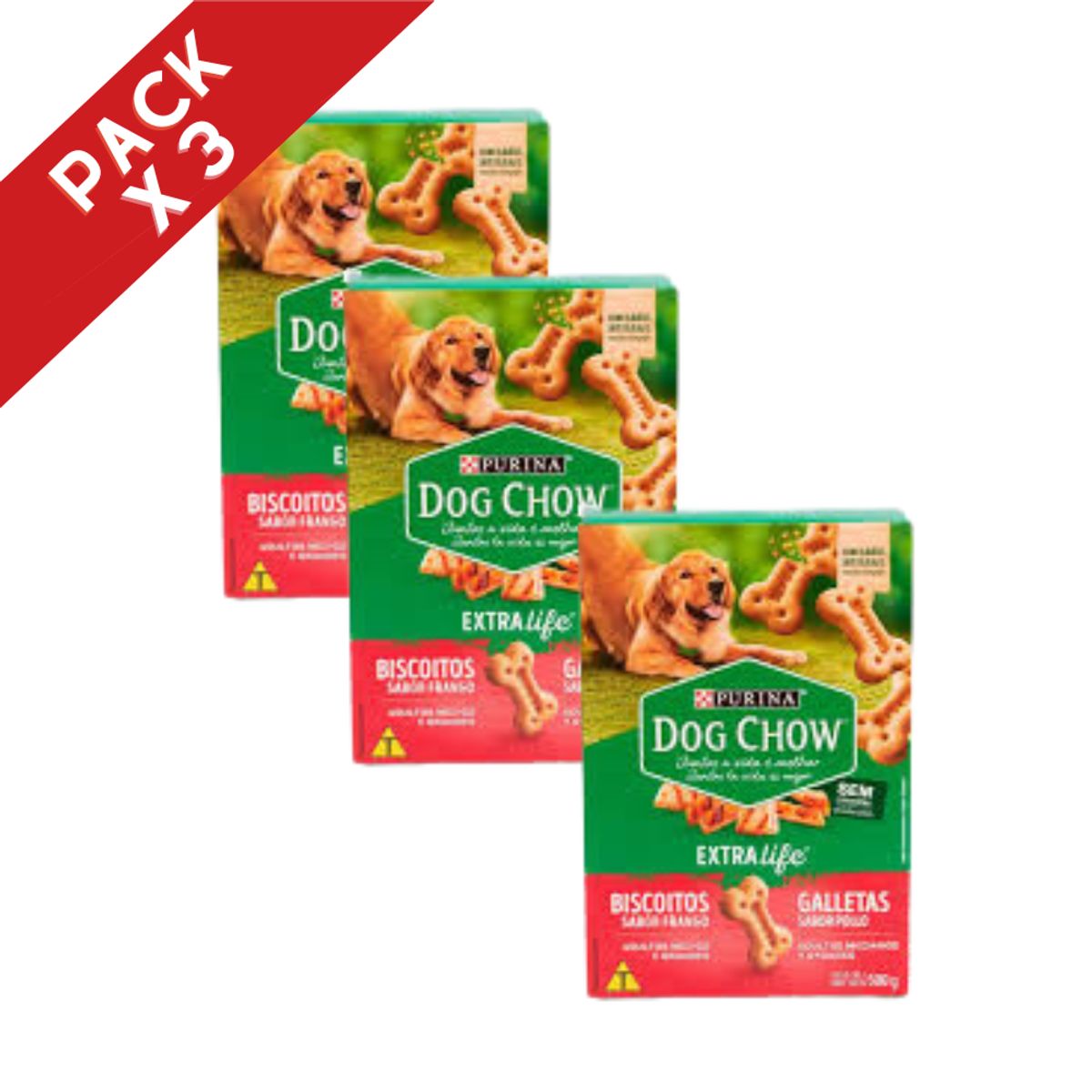 DOG CHOW - PACK 3 UNIDADES GALLETAS DOG CHOW MEDIANOS Y GRANDES