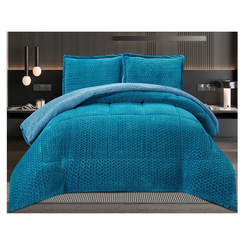 COMPRAPO - Cobertor Plumón Espigas con Chiporro Invierno 2 Plazas Celeste
