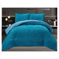 COMPRAPO - Cobertor Plumón Espigas con Chiporro Invierno 2 Plazas Celeste
