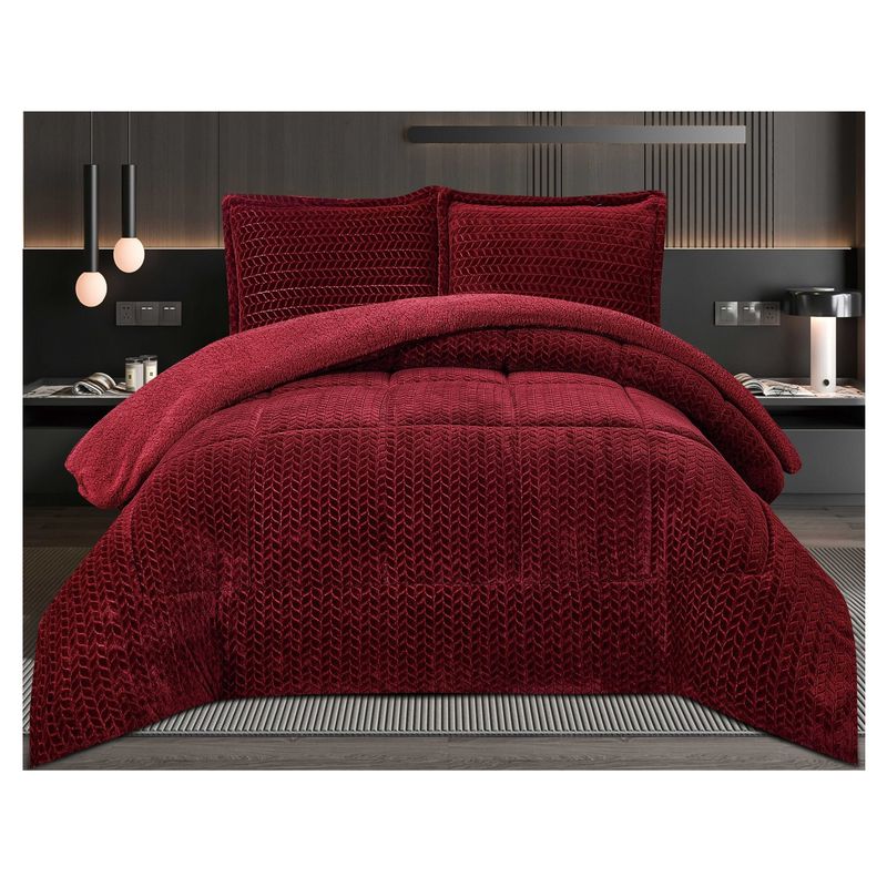 COMPRAPO - Cobertor Plumón Espigas con Chiporro Invierno 2 Plazas Burdeo