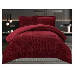 COMPRAPO - Cobertor Plumón Espigas con Chiporro Invierno 2 Plazas Burdeo