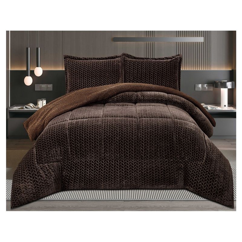 COMPRAPO - Cobertor Plumón Espigas con Chiporro Invierno 2 Plazas Coffe