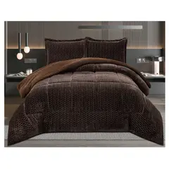COMPRAPO - Cobertor Plumón Espigas con Chiporro Invierno 2 Plazas Coffe