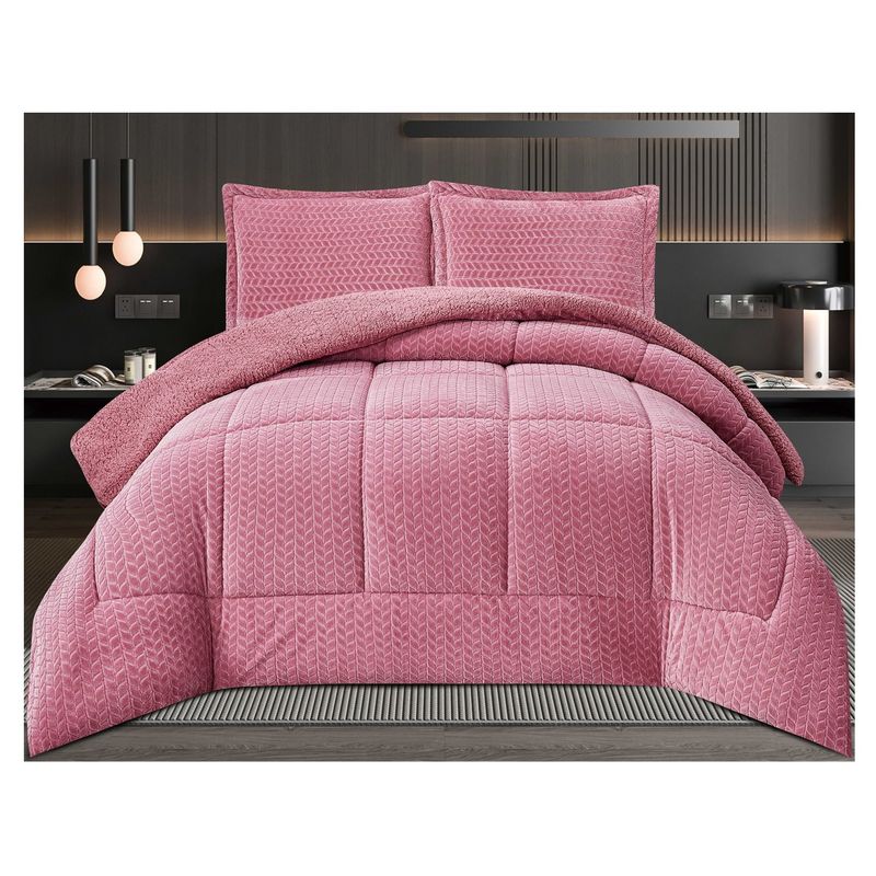 COMPRAPO - Cobertor Plumón Espigas con Chiporro Invierno 2 Plazas Rosa