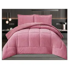 COMPRAPO - Cobertor Plumón Espigas con Chiporro Invierno 2 Plazas Rosa