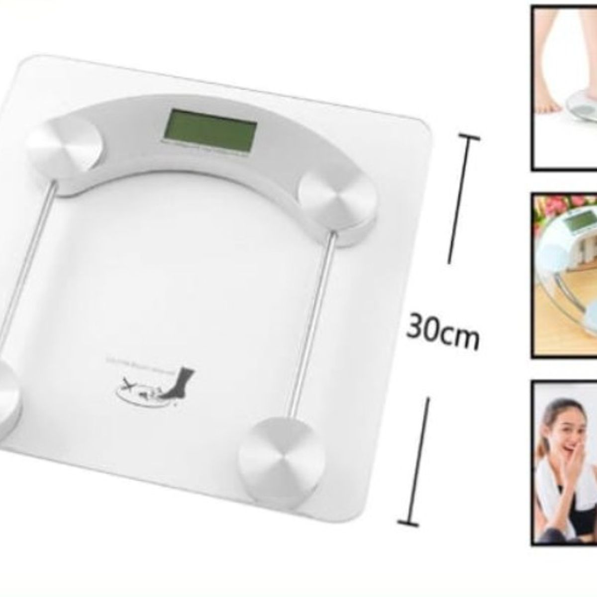 GENERICO - Balanza Pesa De Baño Digital Vidrio 30 Cm Cuadrada