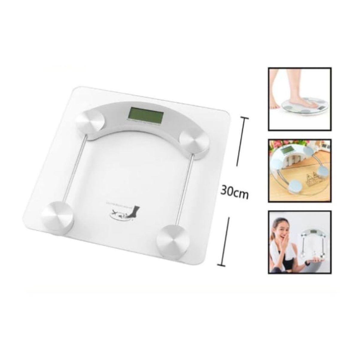 GENERICO - Balanza Pesa De Baño Digital Vidrio 30 Cm Cuadrada