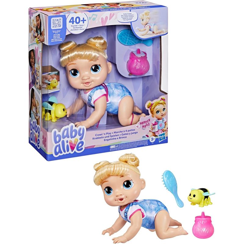 HASBRO - Muñeca Baby Alive Gatea Y Juega Electrónica Rubia Hasbro