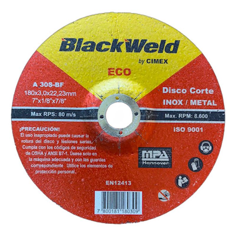 GENERICO - Pack 5 Discos De Corte Metal 7 X 1/8 X 7/8 pack 5 unidades