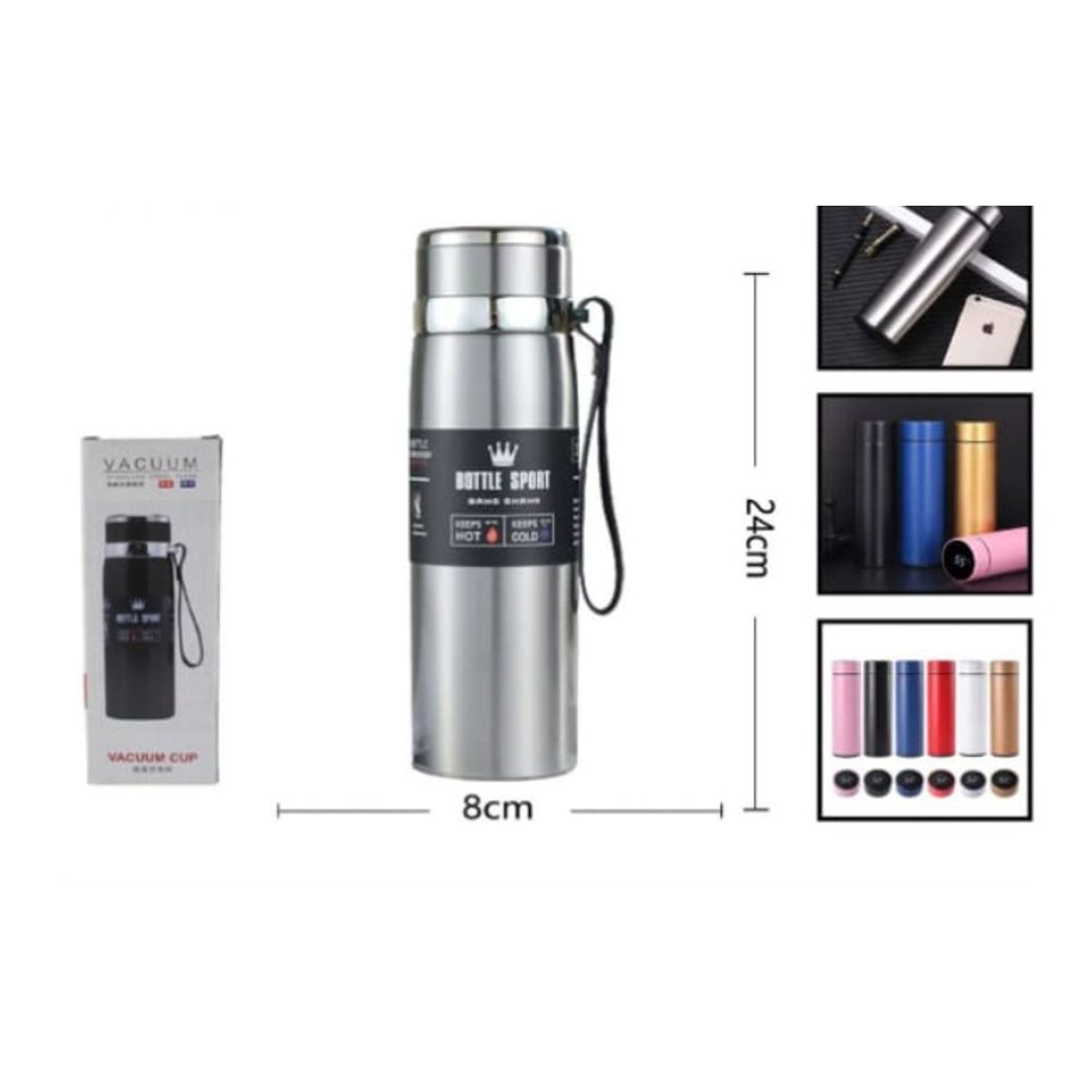 GENERICO - Termo Para Agua Caliente 800 Ml 24 X 8 Cm