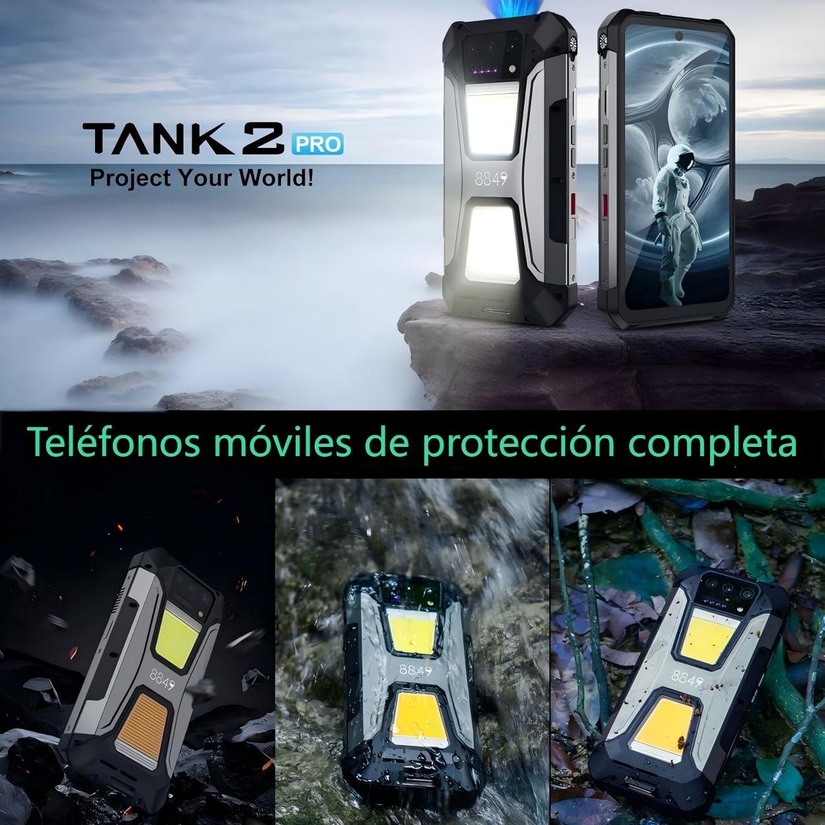UNIHERTZ - 8849 Tank2 Pro Celular 24+512GB 23800mAh Doble SIM Android 14 Smartphone