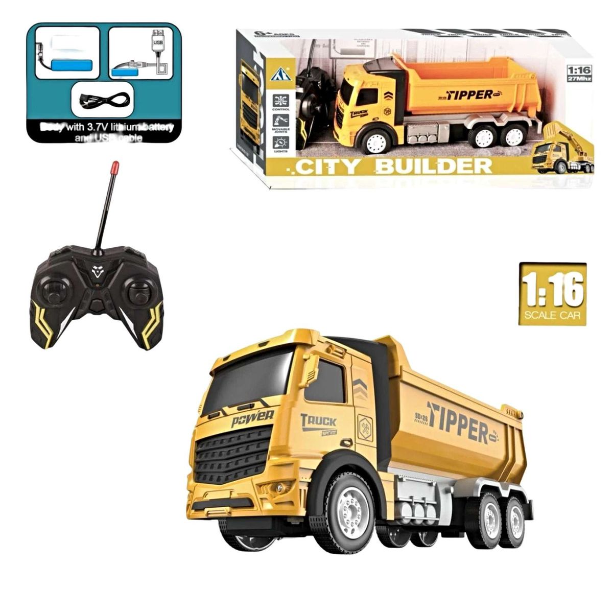 GENERICO - Volqueta Recargable con Control Remoto amarillo