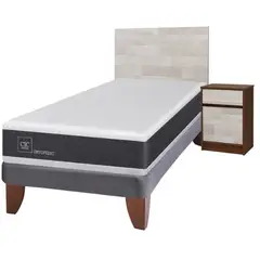 CIC - Cama Europea Ortopedic 1.5 Plazas + Respaldo + 1 Velador New Dub
