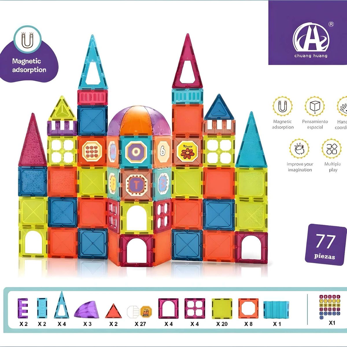 GENERICO - BLOCK MAGNETICO CASTILLO 77 PIEZAS
