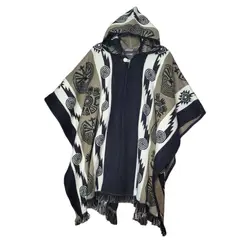 MORLAN - Poncho de Alpaca Lana Ecuatoriana Capucha Cálido Liviano