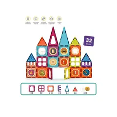 GENERICO - BLOCK MAGNETICO CASTILLO 32 PIEZAS MULTICOLOR