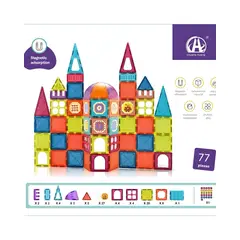 GENERICO - BLOCK MAGNETICO CASTILLO 77 PIEZAS MULTICOLOR