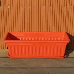 GENERICO - Maceta Rectangular 43cm Naranja con Plato - Jardín Balcón IntExt