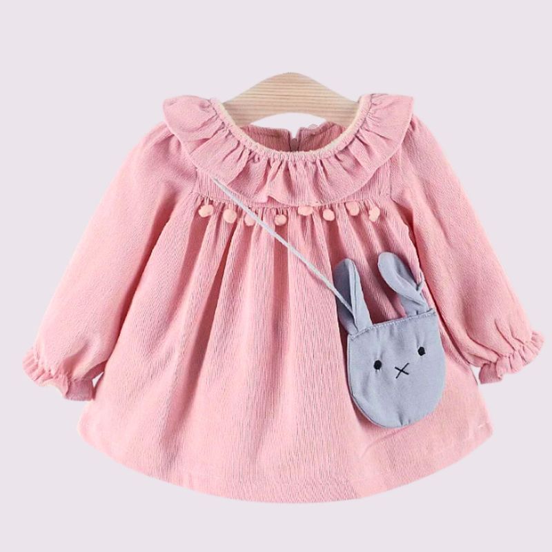 JUMP KIDS - Vestido De Cotelé Con Bolso Conejo Forrado En Plush Niña Rosado