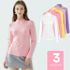 OMAS - Pack 3 Camiseta Niña Primera Capa Bambú Invierno Cuello Beatle Polera