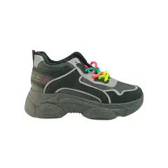 HERIEL - Zapatilla Negra Cordones Multicolor