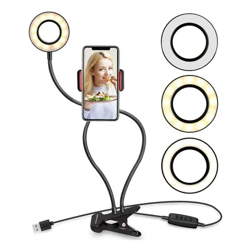 GENERICO - Lámpara Escritorio Aro Luz Fotografia Led Selfie Tiktok 2en1