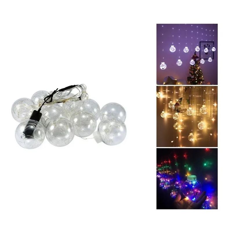 GENERICO - Guirnalda Luces 10 Bola Led Hada Navidad Cadena Cascada