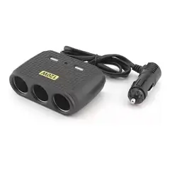 GENERICO - Adaptador Para Enchufe Encendedor Auto 1 A 3 +2 Usb Cargador