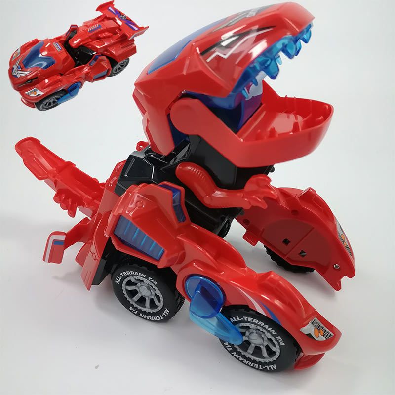 TIOZONEY - Transformer Auto Dinosaurio Con Luz Color