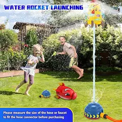TIOZONEY - 3m Aspersor de agua para niños en forma de cohete gira 360°