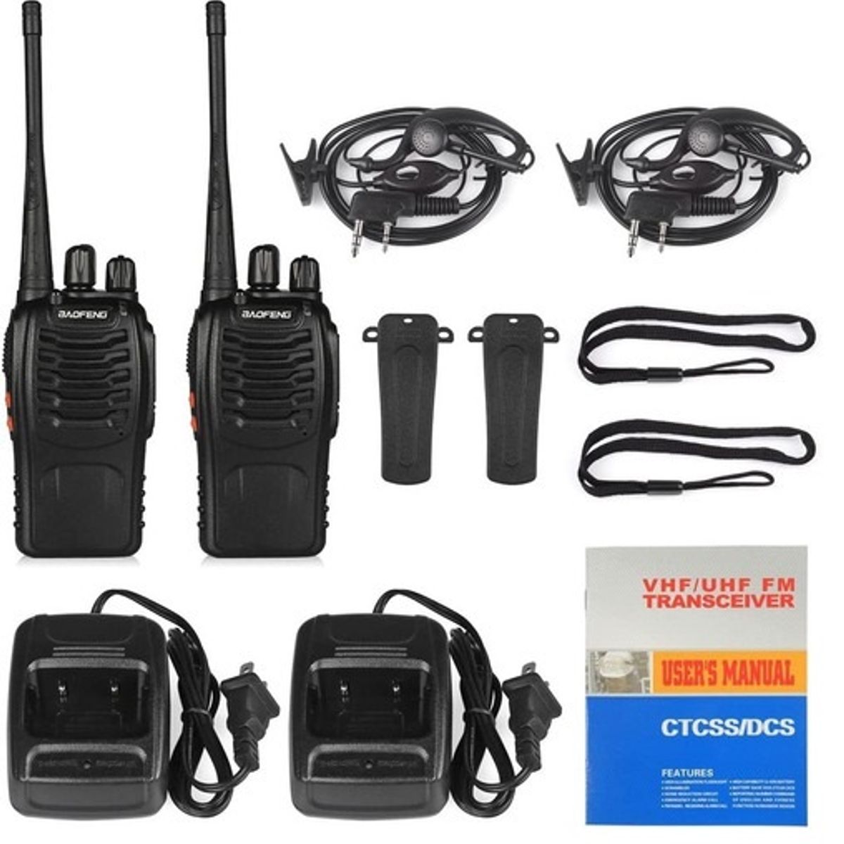 GENERICO - Pack Cuatro Radio Transmisores Walkie Talkie Bf-888s Baofeng
