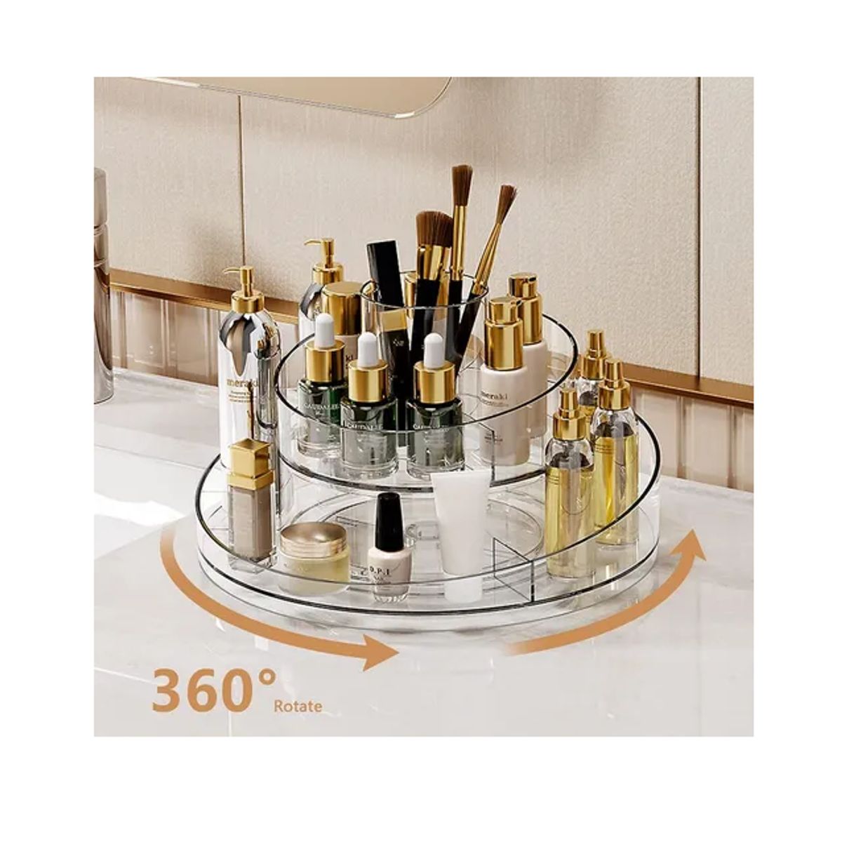 GENERICO - Organizador Cosméticos Maquillaje Escritorio Giratorio 360