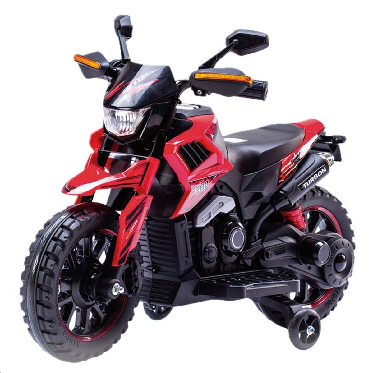 TOYUN TOYUN - Moto eléctrica infantil con ruedas de entrenamiento roja