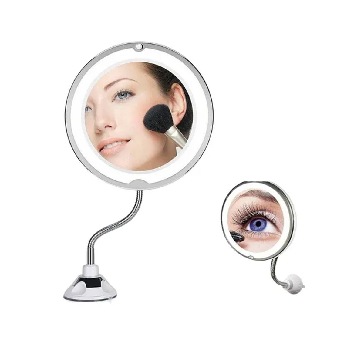 GENERICO - Espejo Flexible Plegable Luz Redondo Jg-788 Color del marco Blanco