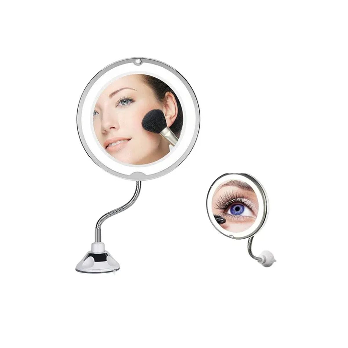 GENERICO - Espejo Flexible Plegable Luz Redondo Jg-788 Color del marco Blanco