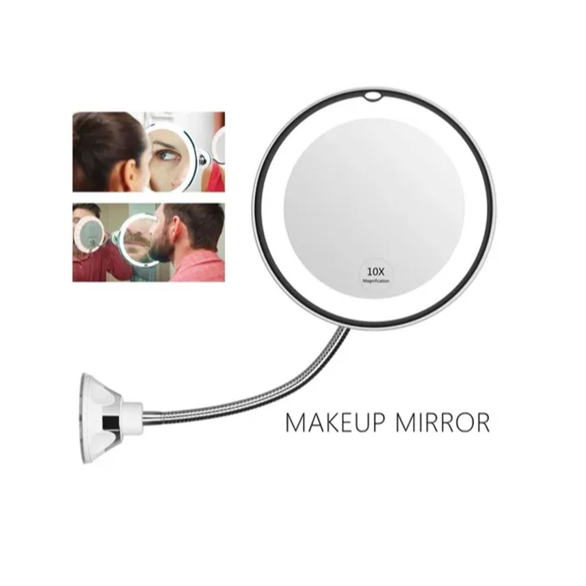 GENERICO - Espejo Flexible Plegable Luz Redondo Jg-788 Color del marco Blanco