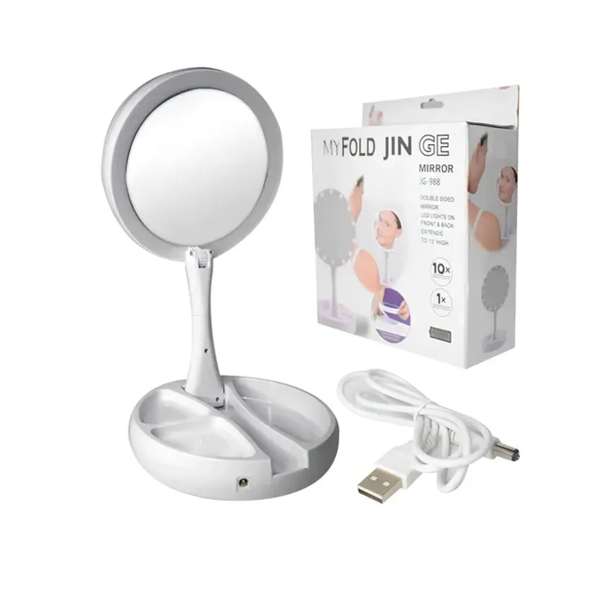 GENERICO - Espejo Para Maquillaje Luz Redondo Color del marco Blanco