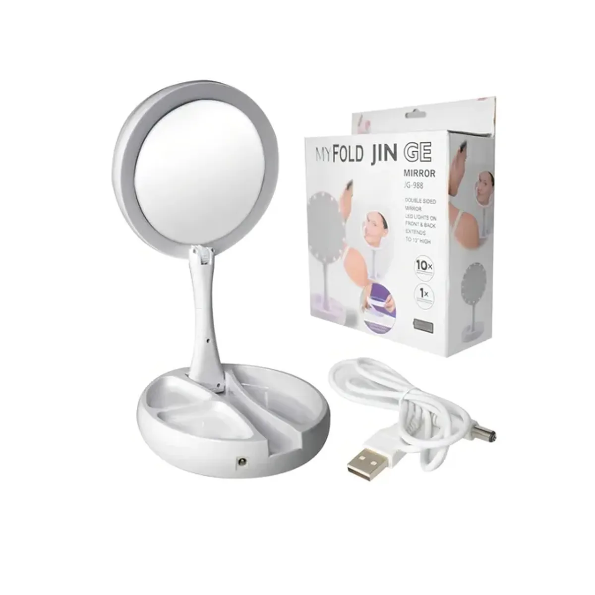 GENERICO - Espejo Para Maquillaje Luz Redondo Color del marco Blanco