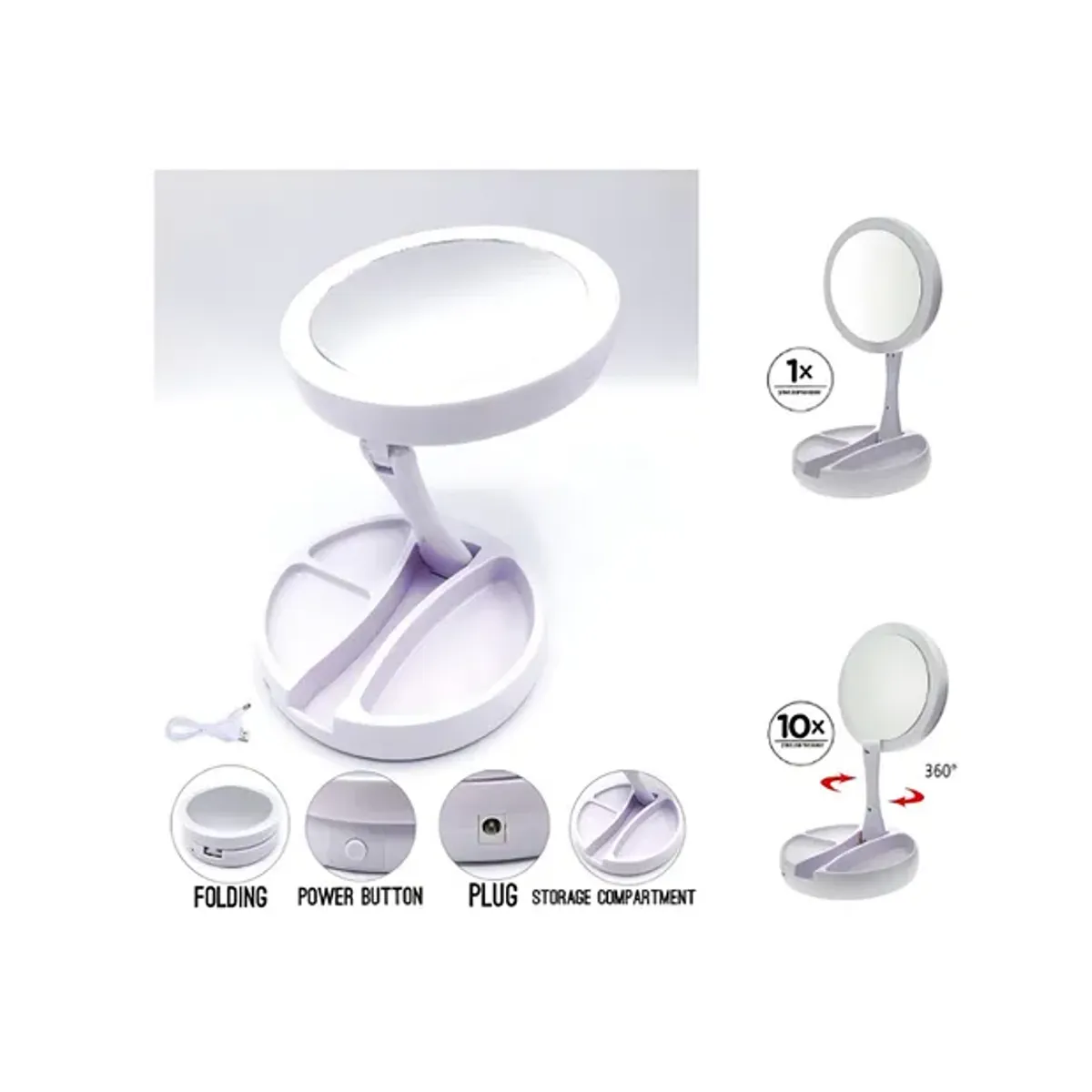 GENERICO - Espejo Para Maquillaje Luz Redondo Color del marco Blanco