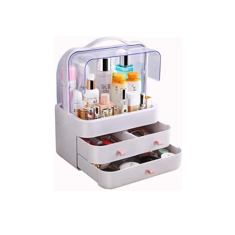 GENERICO - Caja Organizador De Cosméticos Maquillaje Portátil Multiuso Color Blanco