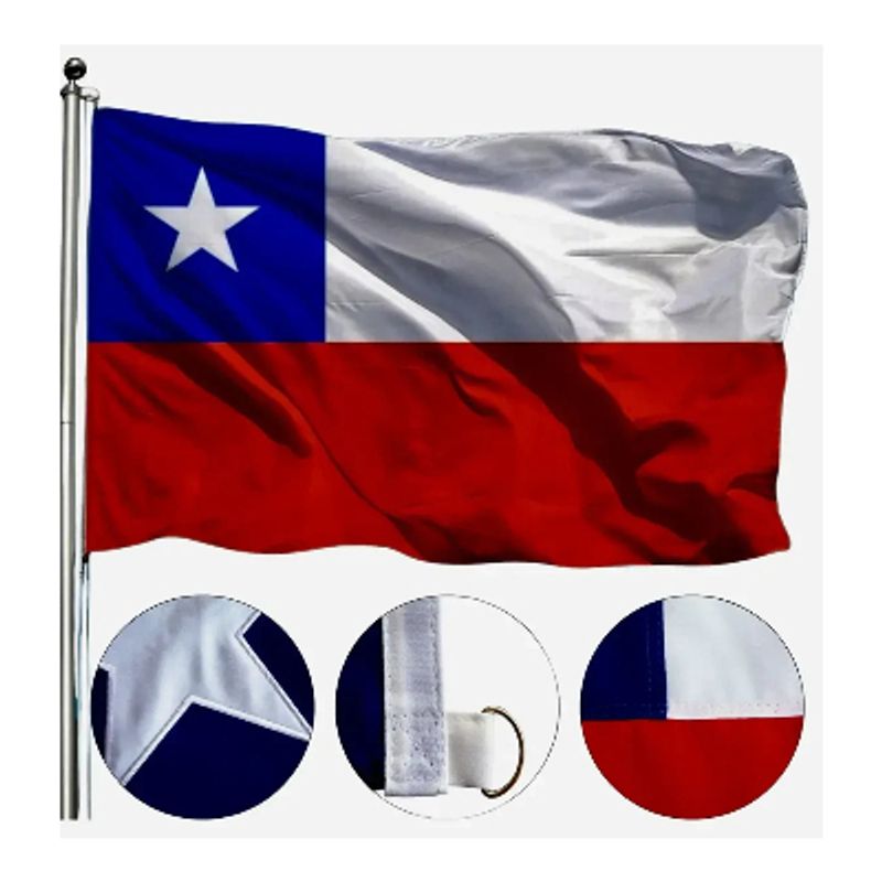 GENERICO - Bandera Chilena 140x210 Cm Tela Bordada Reforzada